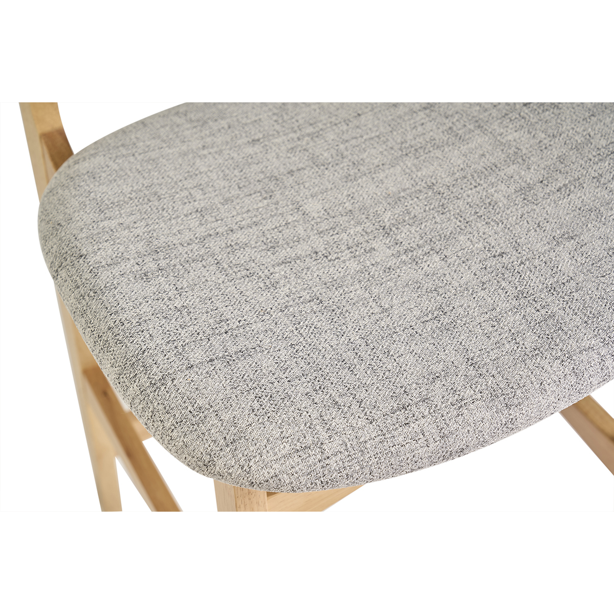 Tabourets scandinaves en bois clair frêne et tissu gris clair H66 cm (lot de 2) SOQUETTE gris, MILIBOO