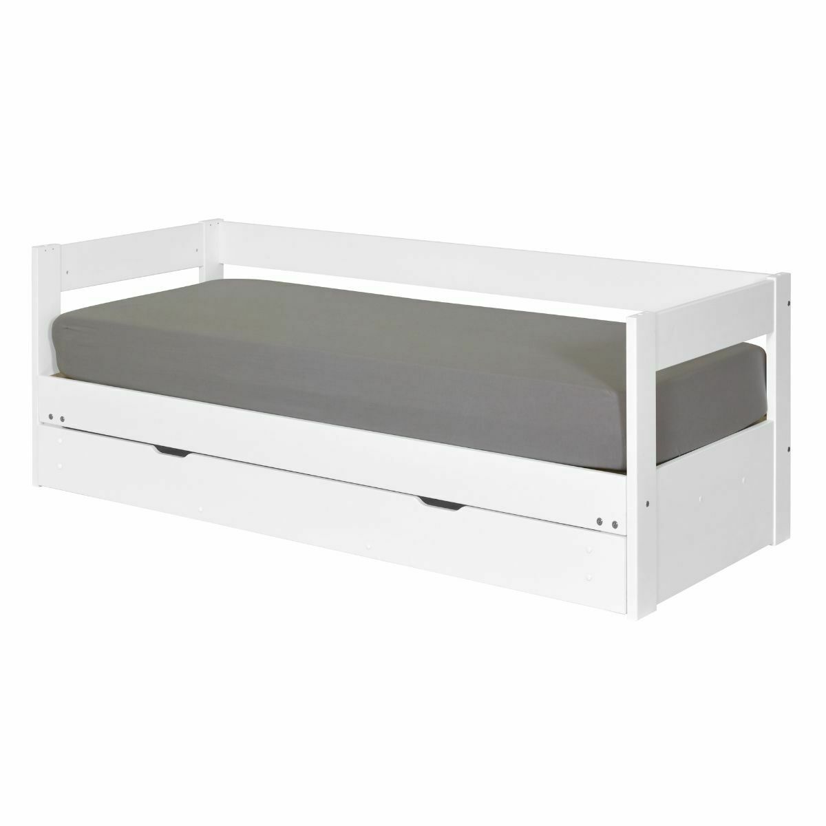 lit banquette gigogne avec tiroir Bois massif  RAVI blanc, AKITEN RETAIL