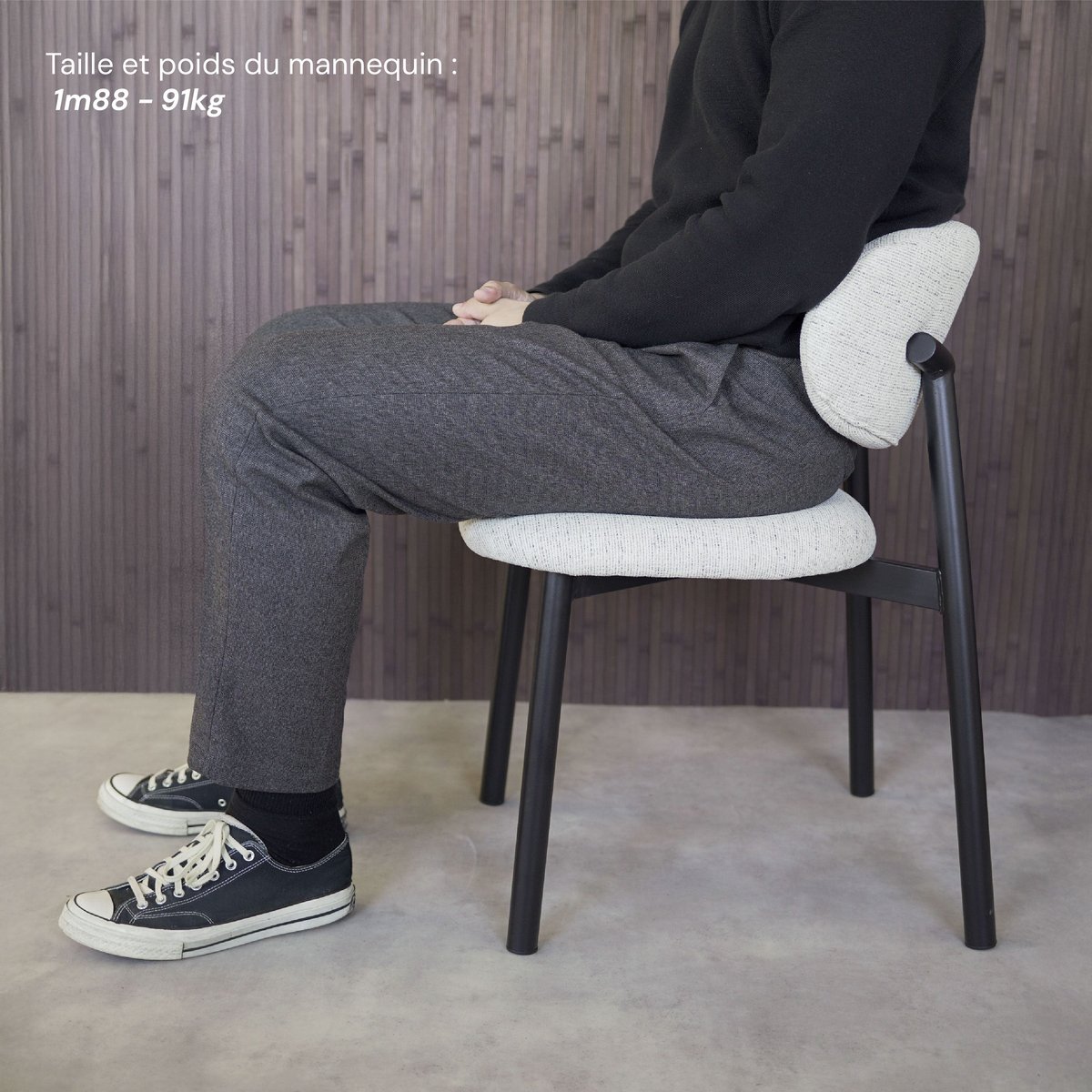 Lot de 2 chaises en tissu chiné et pieds en métal - NAO gris clair chiné, MAISON PAVANE