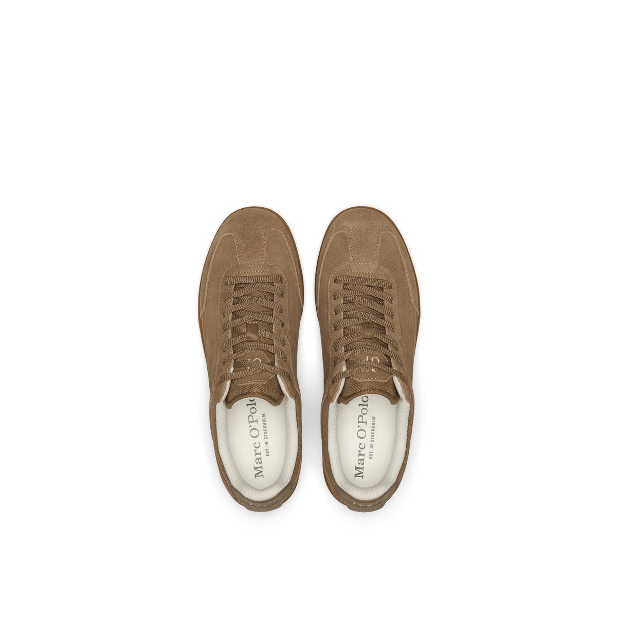 Sneaker modèle Charlie en cuir velours doux beige, MARC O'POLO