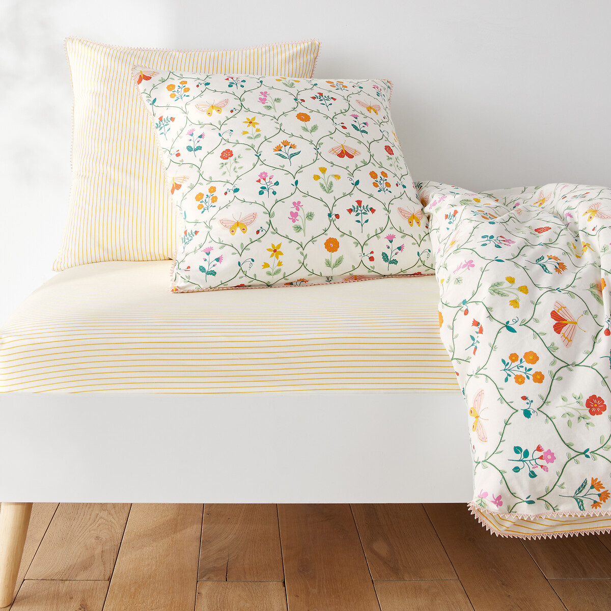 Drap-housse 50% coton recyclé bonnet 25 cm, Emily imprimé, LA REDOUTE INTERIEURS