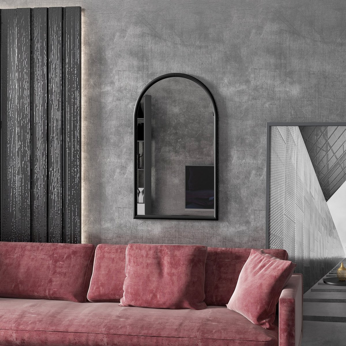 Miroir mural Verre Noir noir, HOMCOM