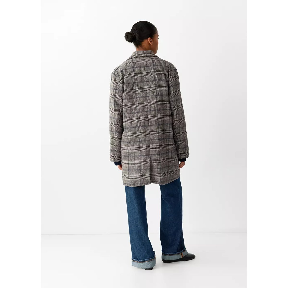 Manteau en drap de laine à carreaux gris, MANGO TEEN