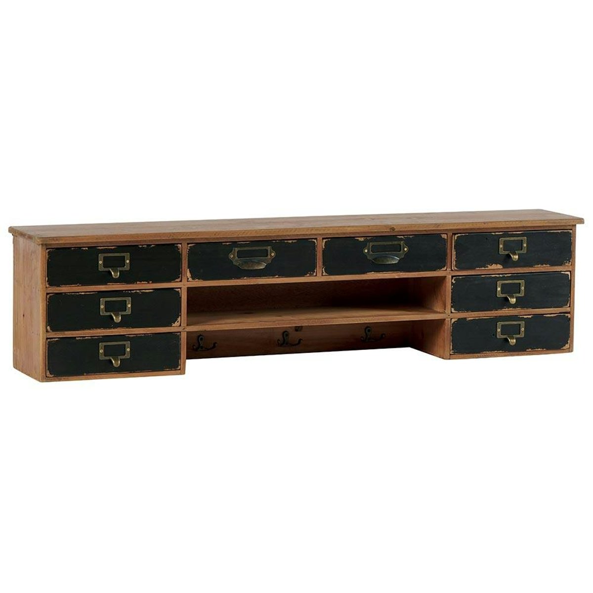 Etagère murale/portemanteaux 8 tiroirs LAMPHUN bleu, PIER IMPORT