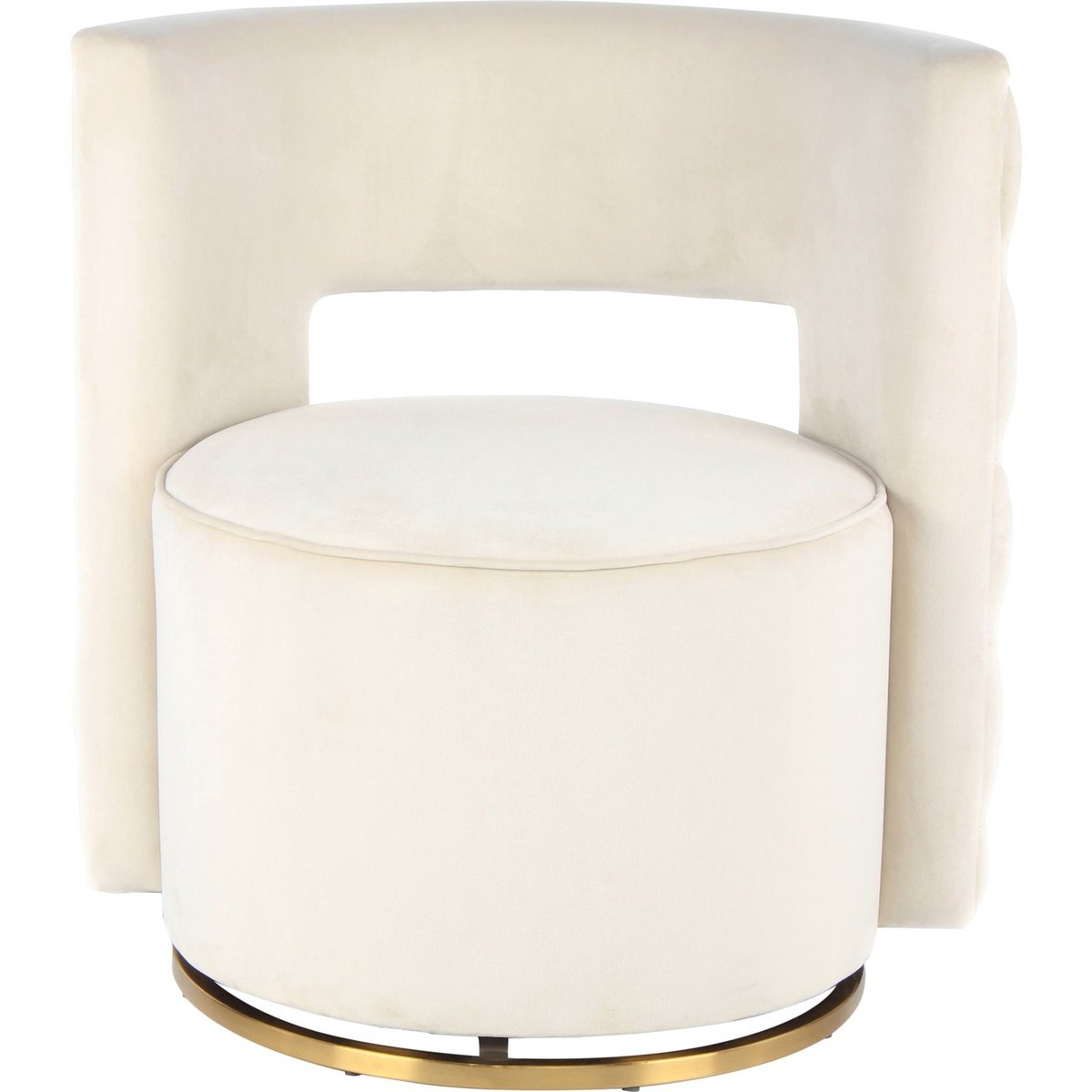 Fauteuil pivotant en velours rond crème et or doré, ARTE ESPINA