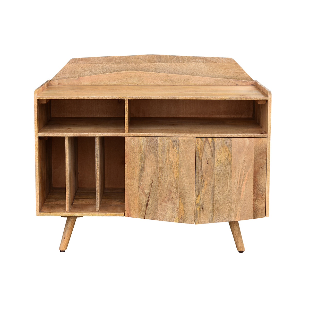 Buffet meuble de rangement vinyles en bois manguier massif L105 cm MATAHARI bois brut, MILIBOO