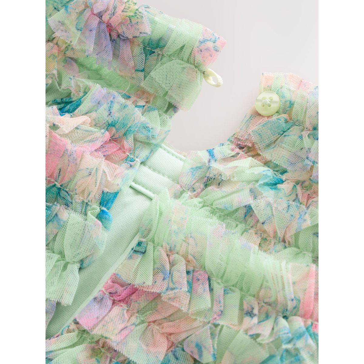 Robe en tulle à volants et fleurs sequins vert menthe, NEXT