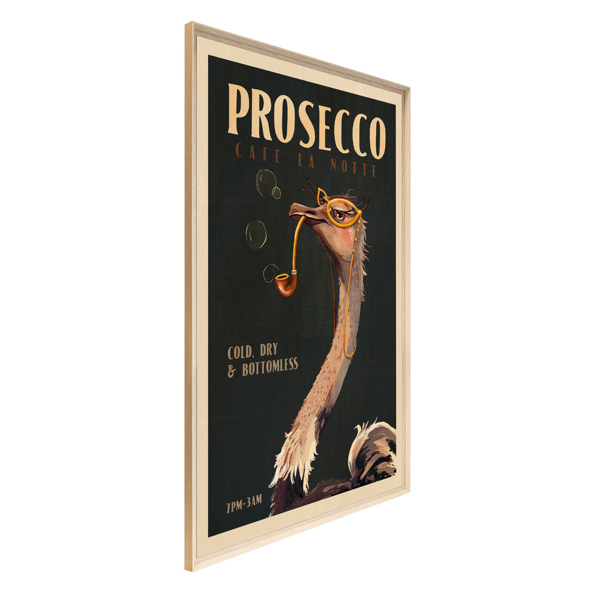 Tableau Mural Encadré Autruche Prosecco Vintage ANIMAUX HUMANISÉS tableaux encadrés, CEANOTHE