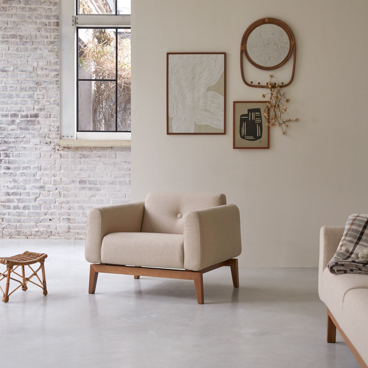 Fauteuil en Tissu, BJORN beige, TIKAMOON