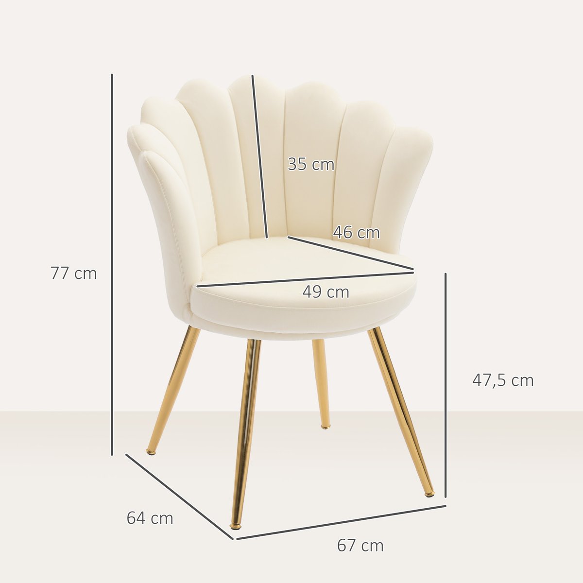 Accent Chair Velours 100 % polyester Beige beige, HOMCOM