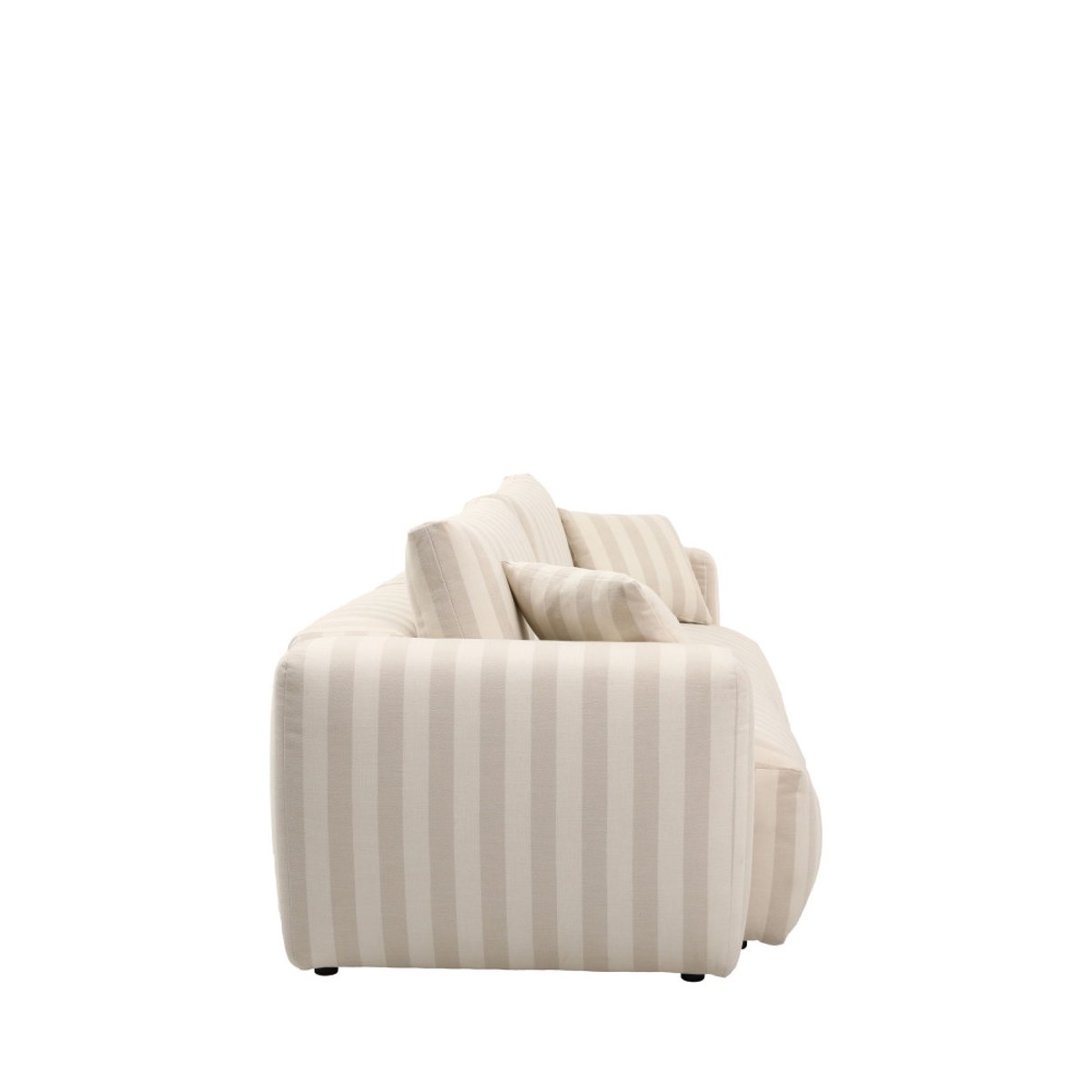 Canapé 3 places en tissu à rayures- LIMONA beige, DRAWER