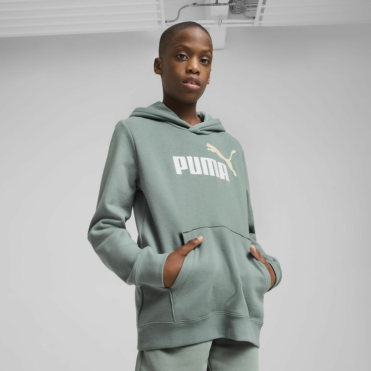 Sweat à capuche en molleton vert, PUMA