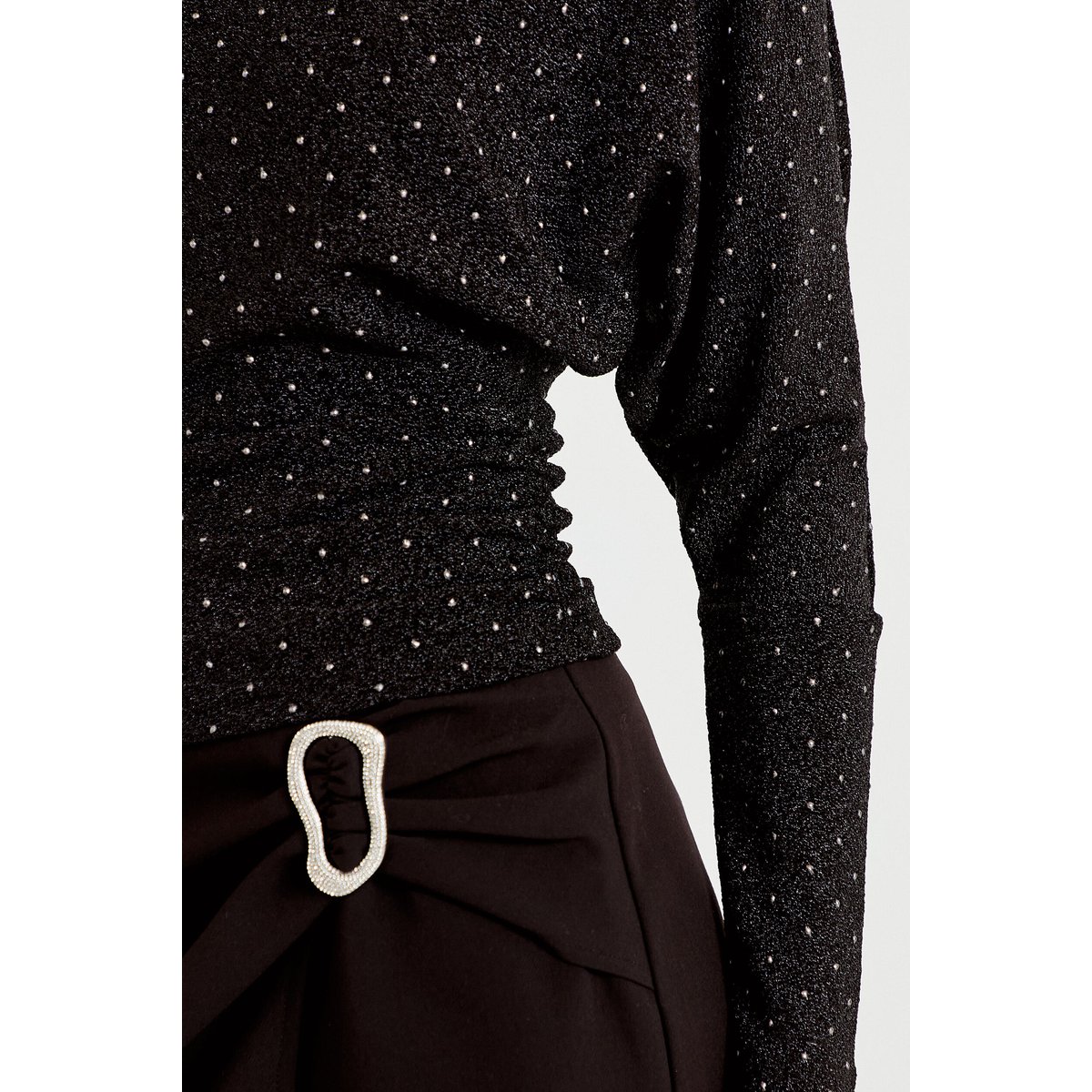 Top droit col bateau manches longues noir, CACHE CACHE
