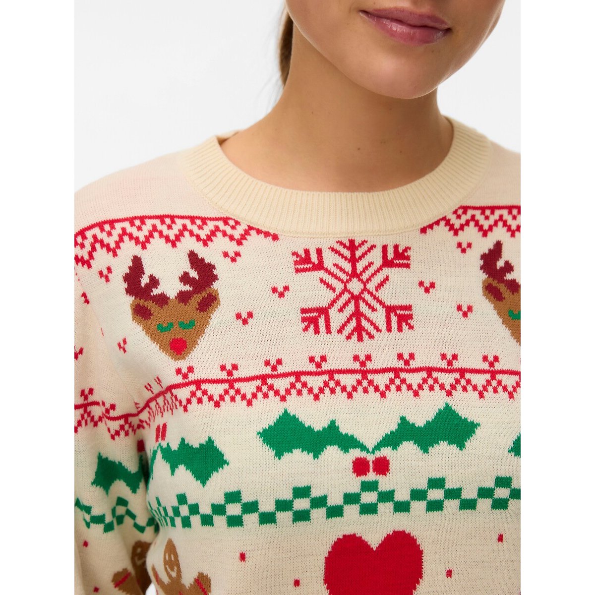 Pull de Noël imprimé blanc, VERO MODA