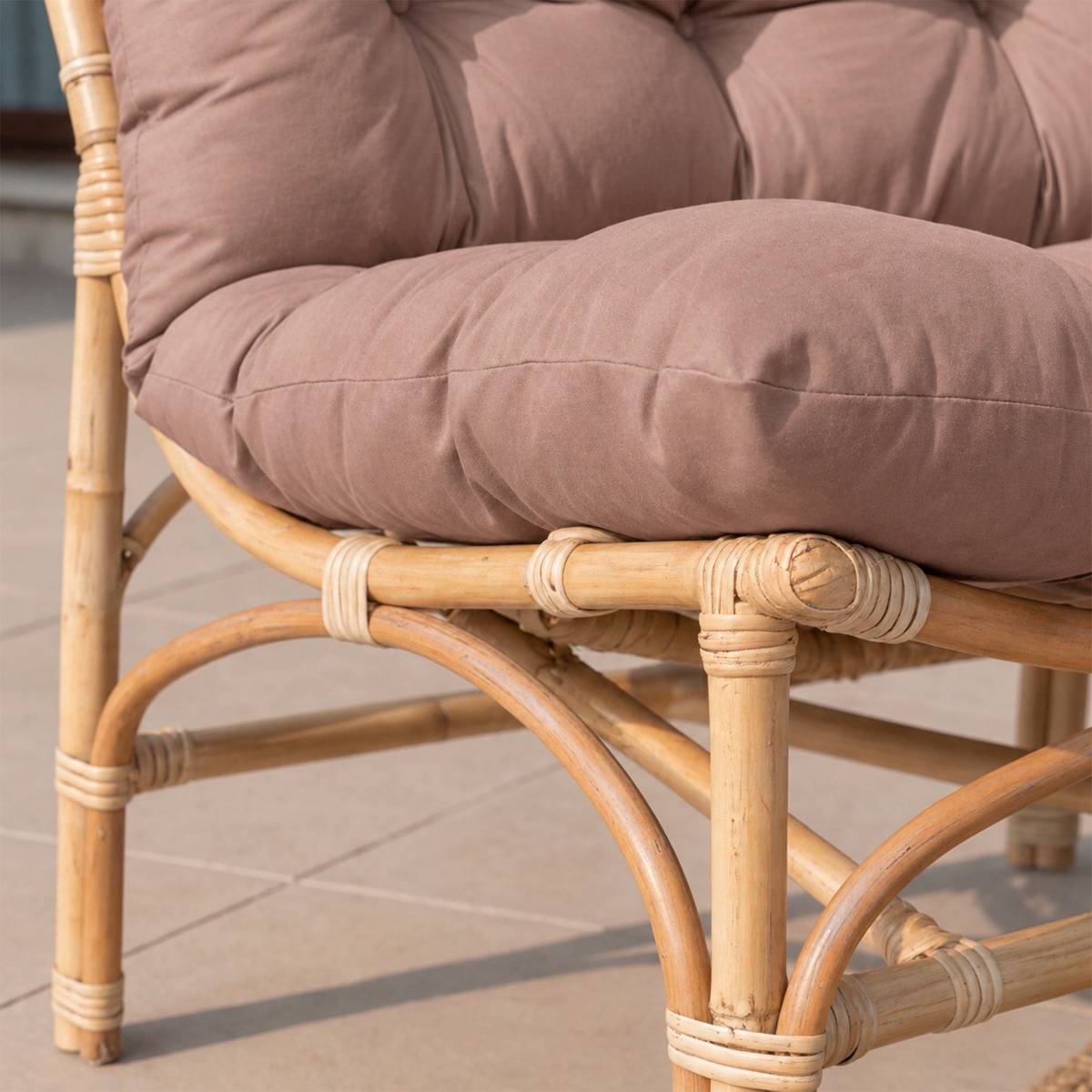 Salon de jardin en rotin et tissu RATTAN bois foncé, MADE IN MEUBLES 