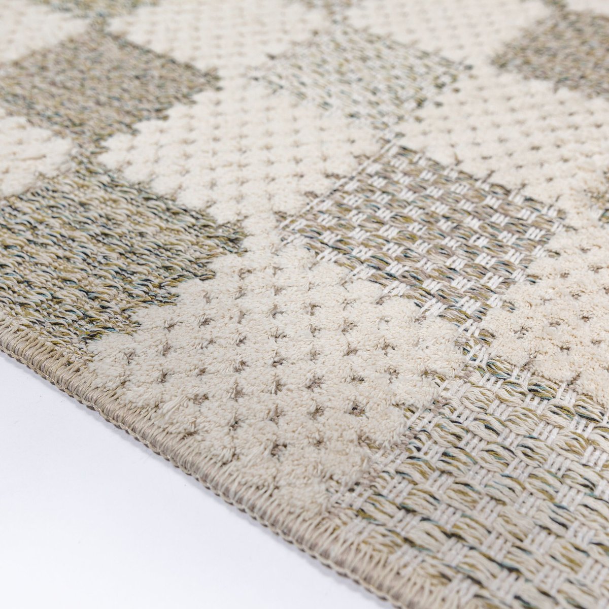 Tapis de couloir lavable MUTED CHECKERBOARD vert, FLAIR RUGS