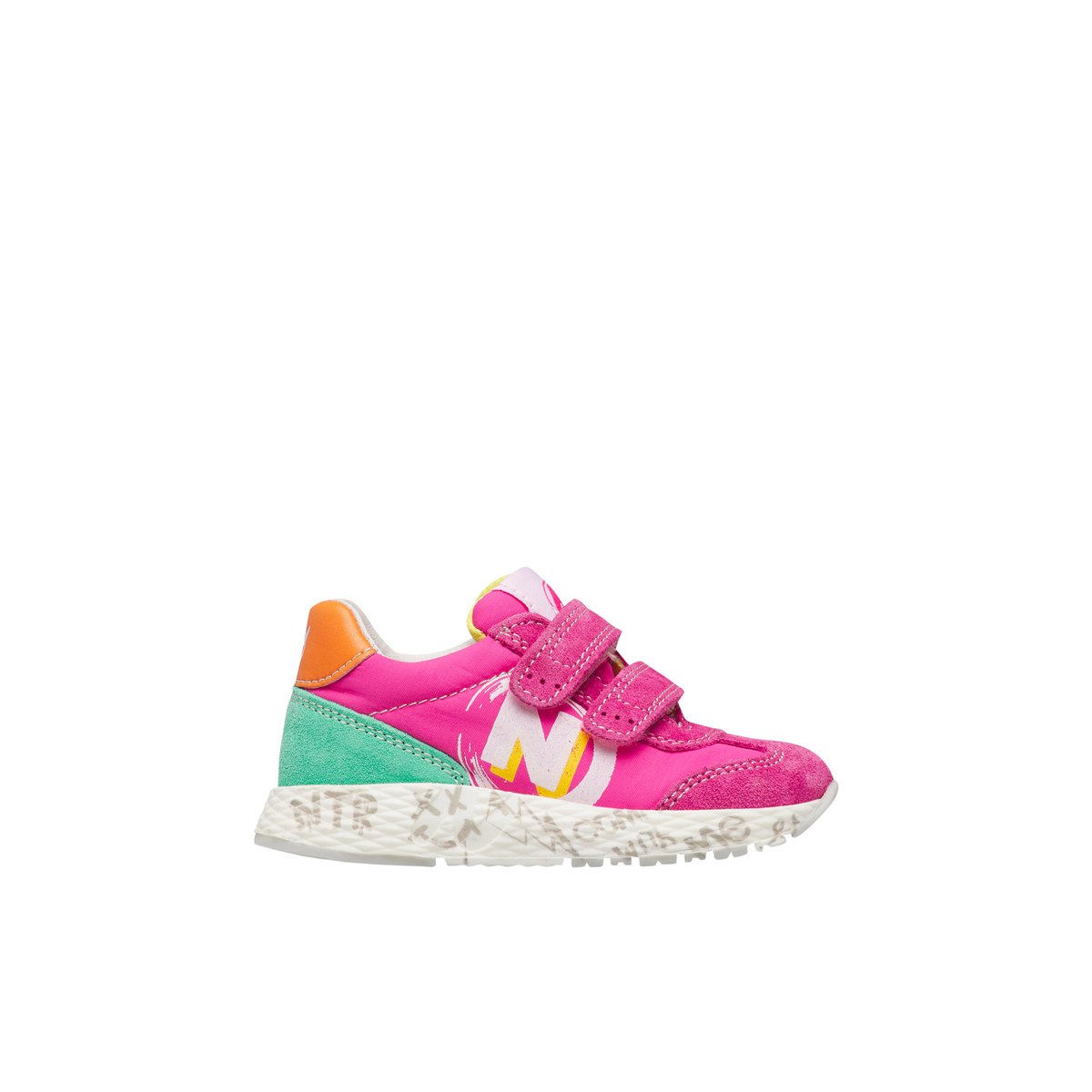 Sneakers en cuir et tissu JESKO 2 VL. fuchsia-blanc, NATURINO