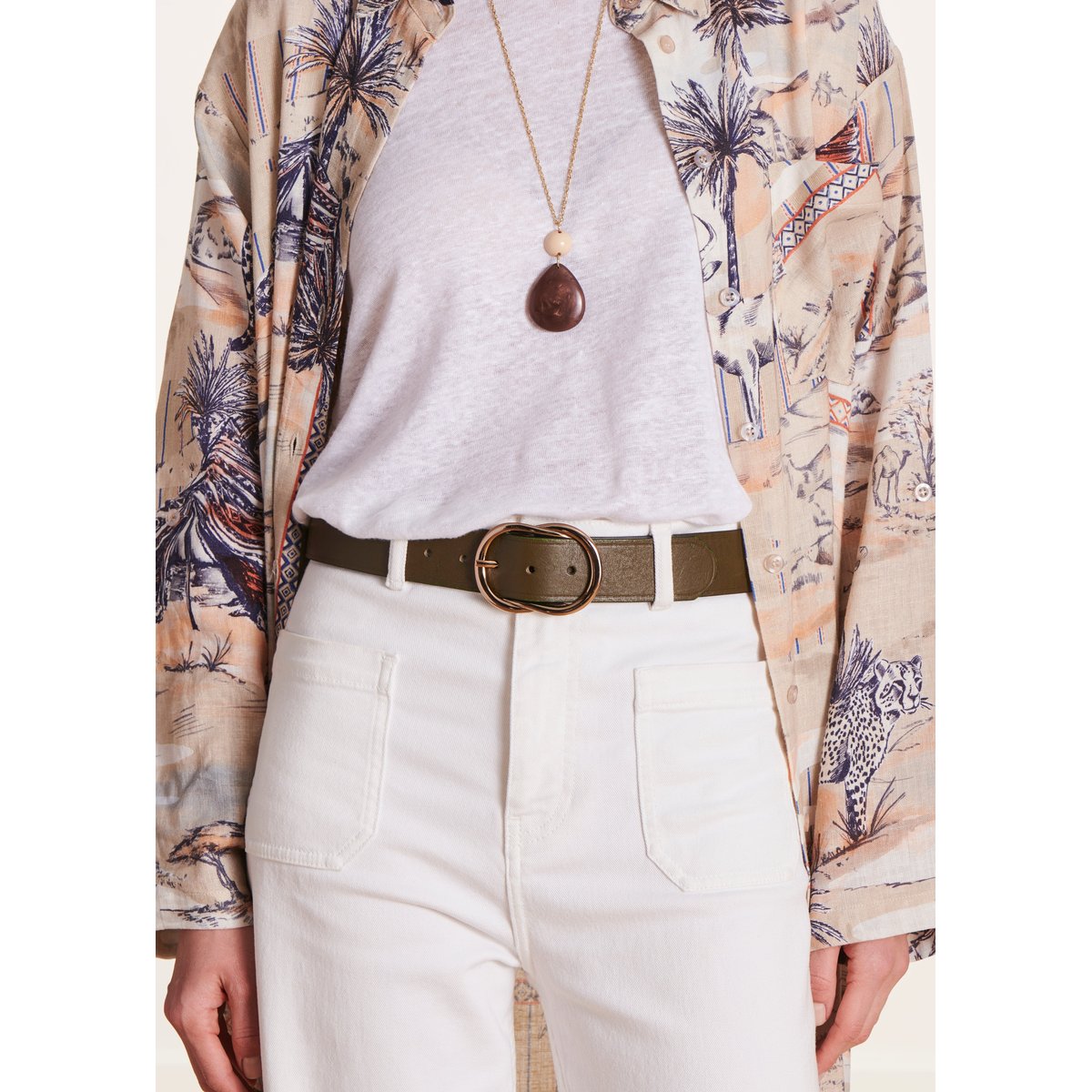 Ceinture en cuir boucle fantaisie baobab, LA FEE MARABOUTEE