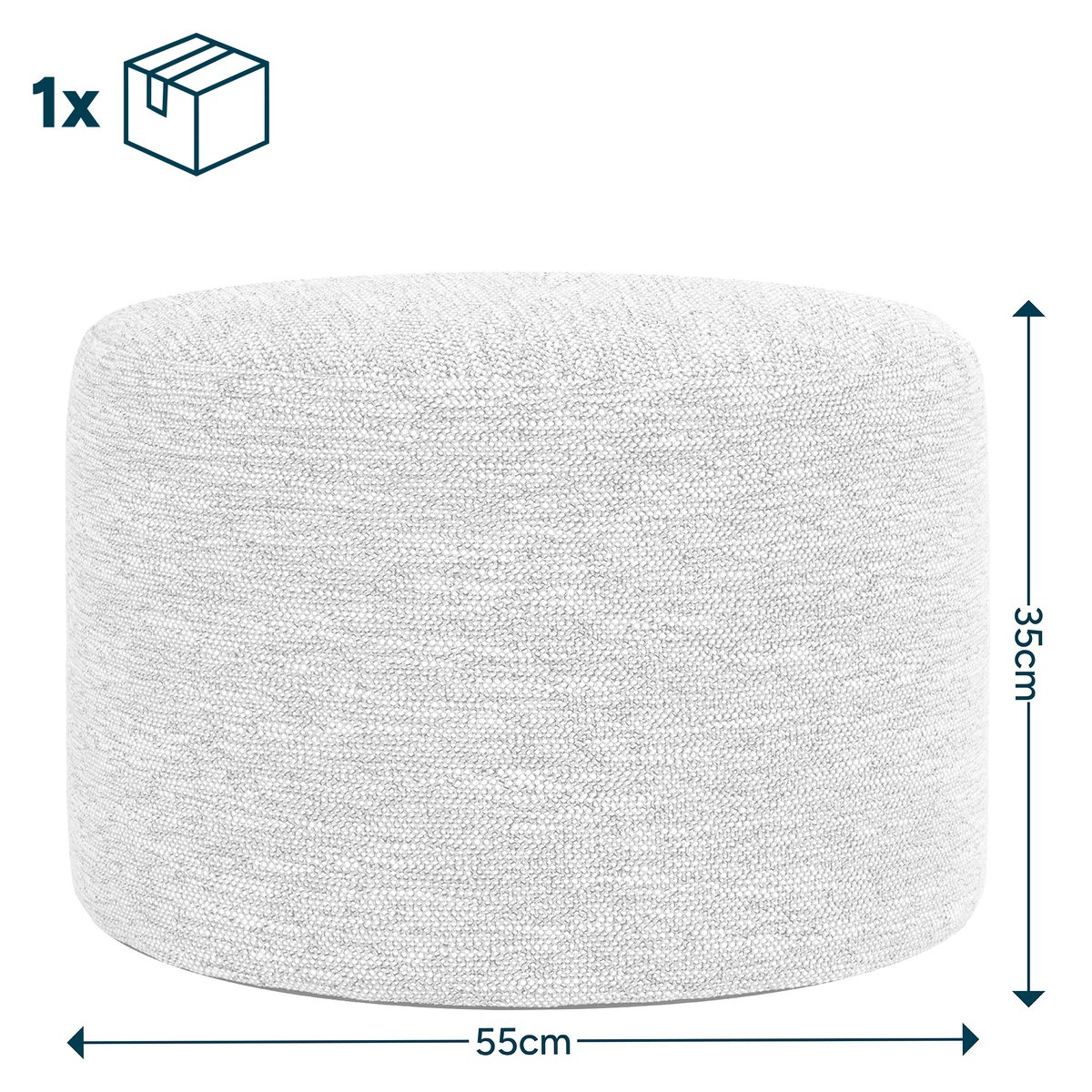 Pouf repose-pieds rond en tissu tissé Oeko-Tex® - MILANO naturel beige, ICON