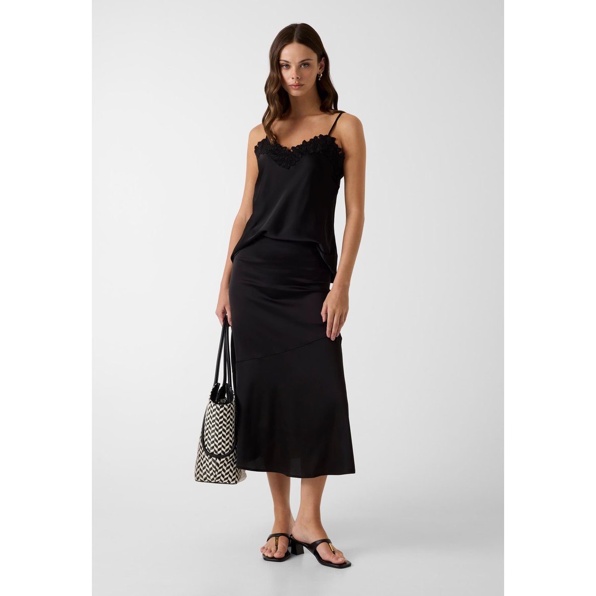 Top En Dentelle Satinée noir, GUESS