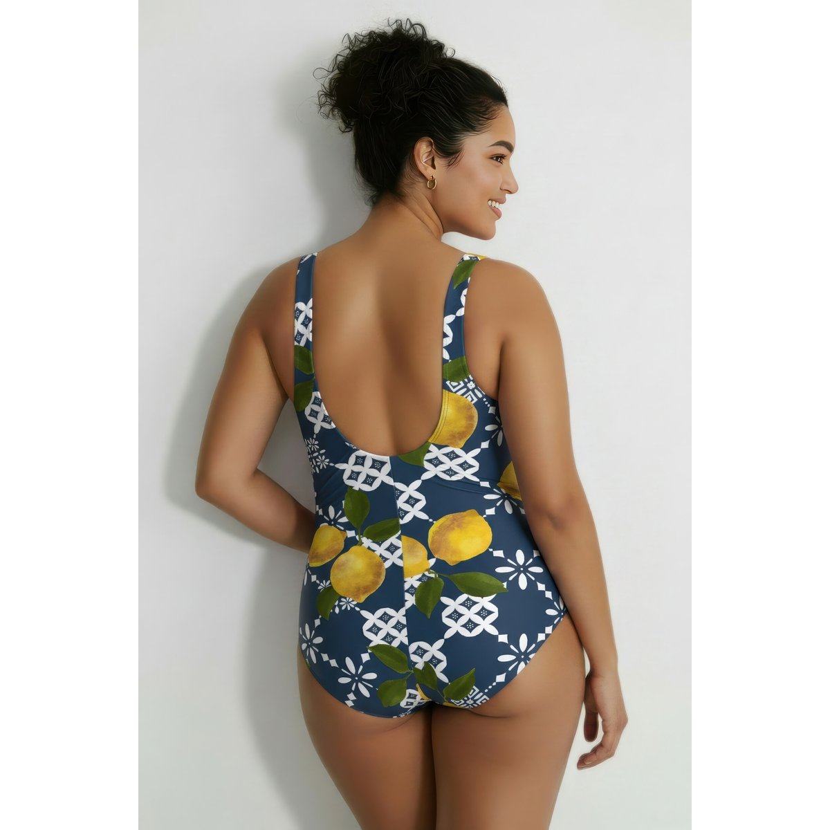 Maillot de bain motif citrons bleu foncé, ULLA POPKEN