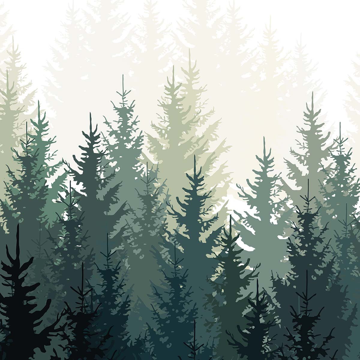 Papier peint forêt de mélèze intissé, HEXOA