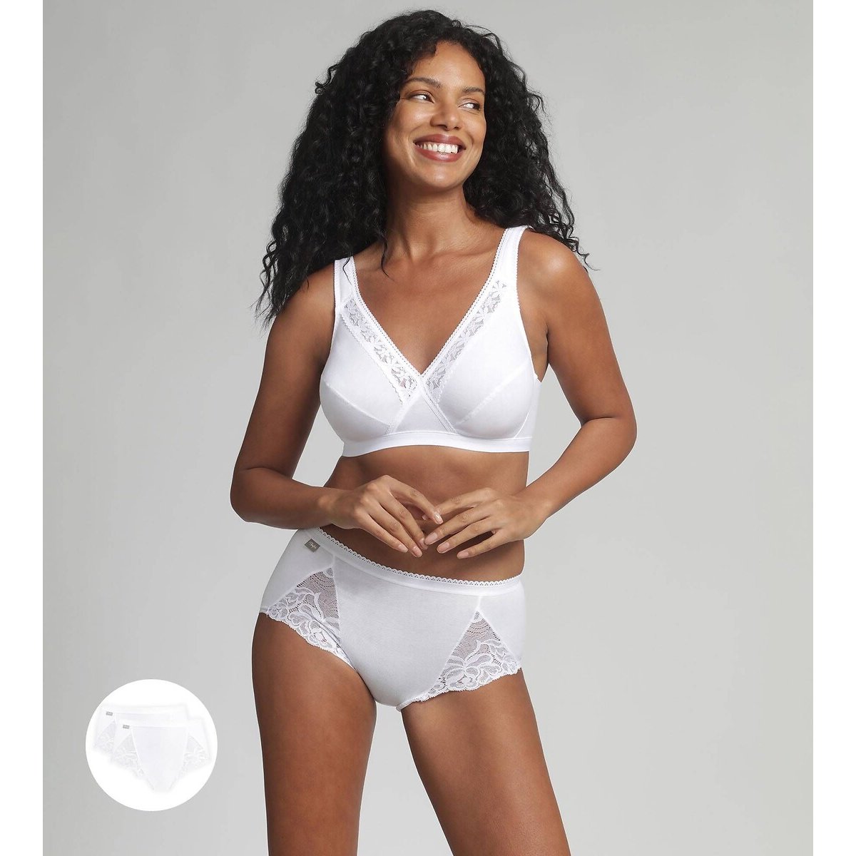 Set van 2 midi slips in katoen en kant wit, PLAYTEX