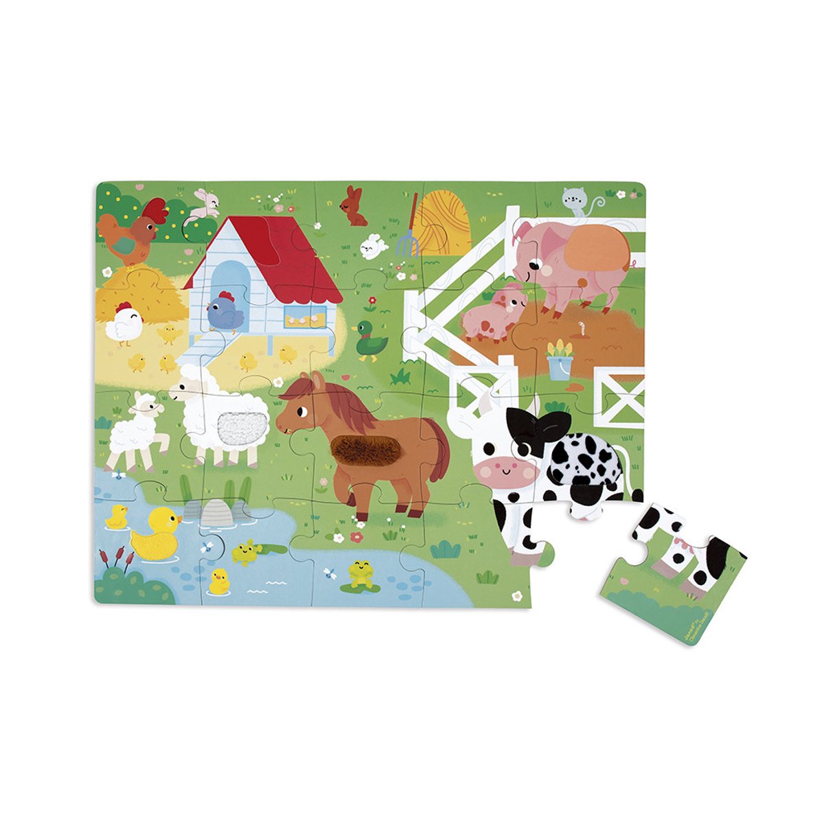 Puzzle Tactile Les Animaux De La Ferme 20 Pcs couleur unique, JANOD