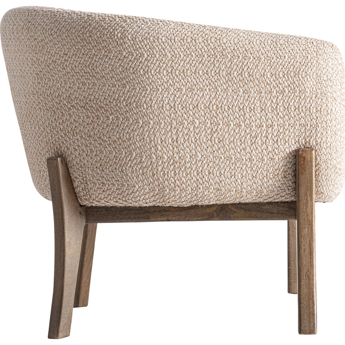 Fauteuil de salon en jute style contemporain blanc cassé naturel et bois clair, RECOLLECTION