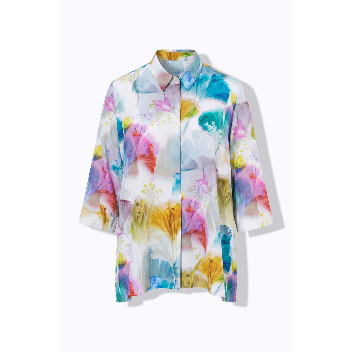 Blouse en lyocell, ourlet en pointe blanc neige, ULLA POPKEN