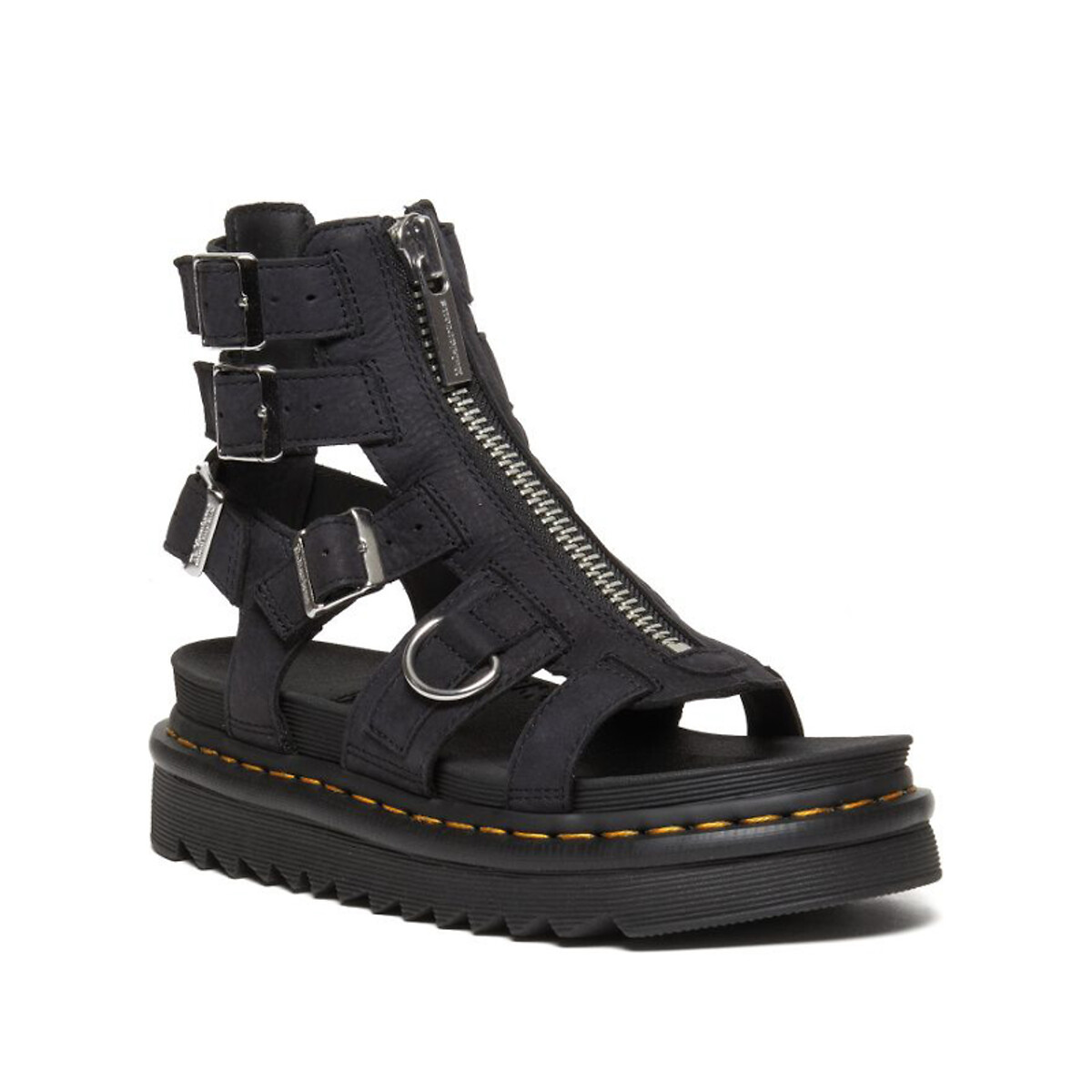 Sandales zippées en cuir Olson noir, DR. MARTENS