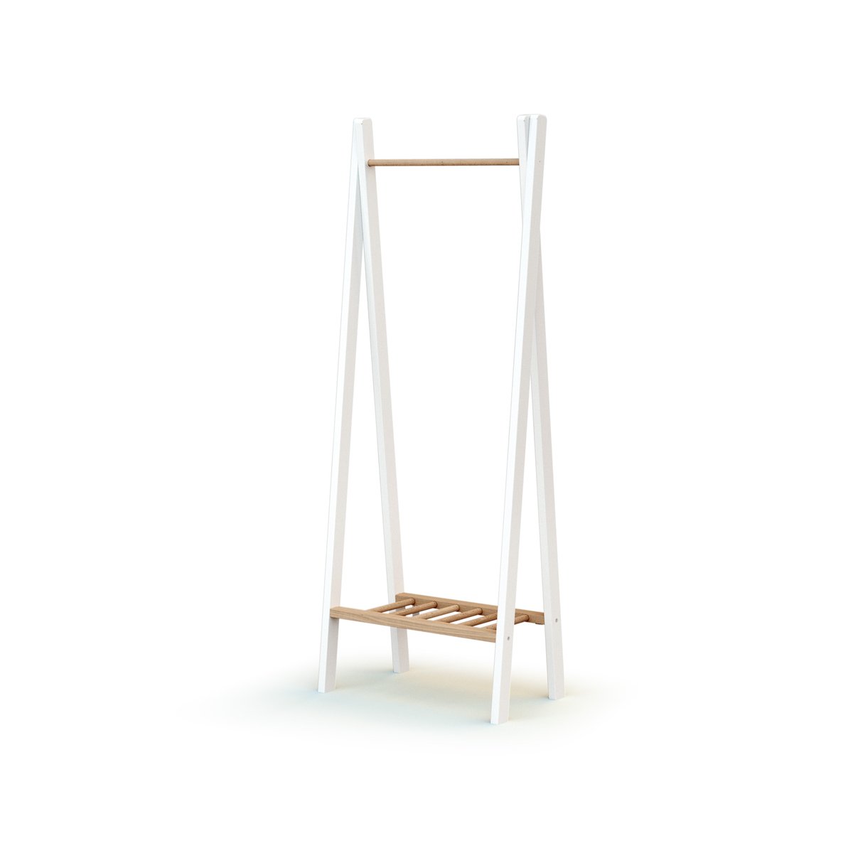 Porte vêtement enfant en bois HOOKI blanc et hêtre brut, AT4