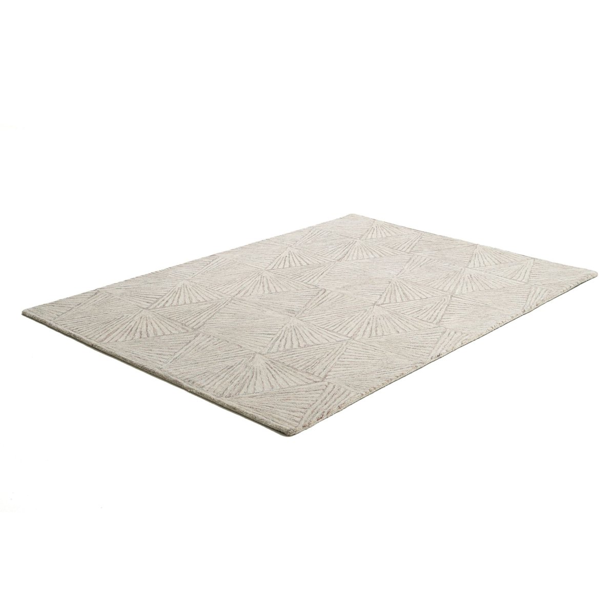 Tapis tufté main en laine vierge et viscose sable, THEKO