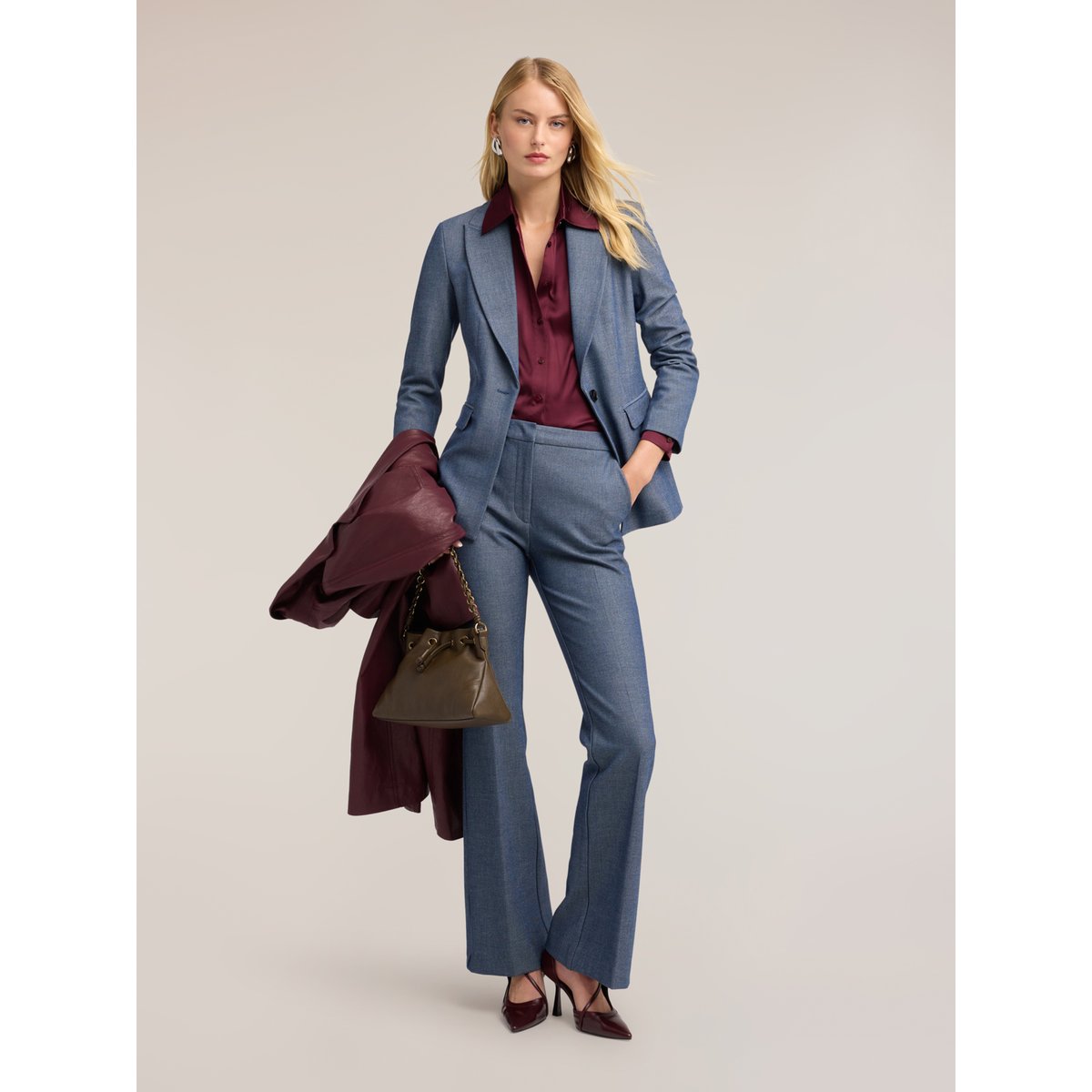 Blazer teint fil avec revers en pointe light - blue, MOTIVI