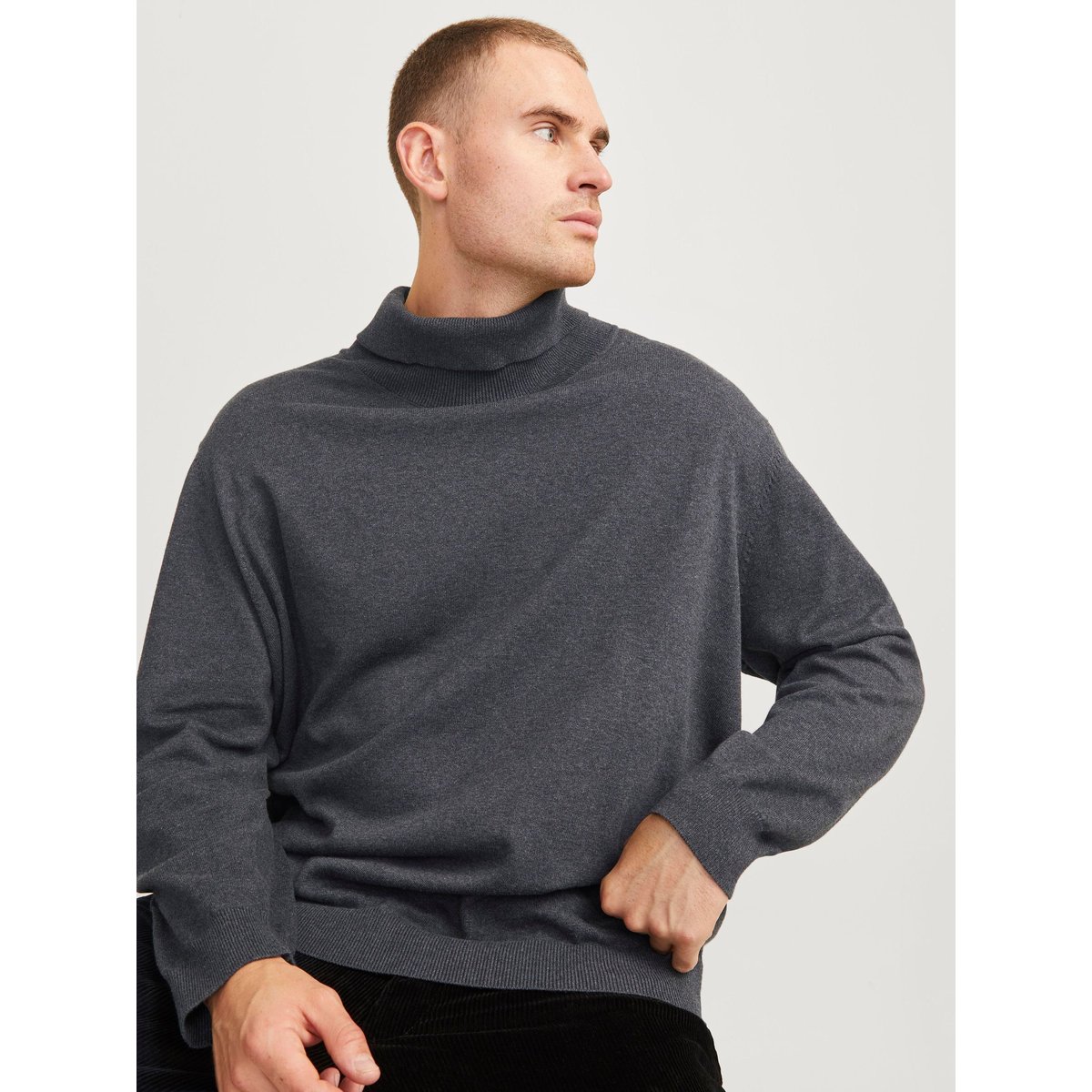 Col Roulé dark grey melange, JACK & JONES