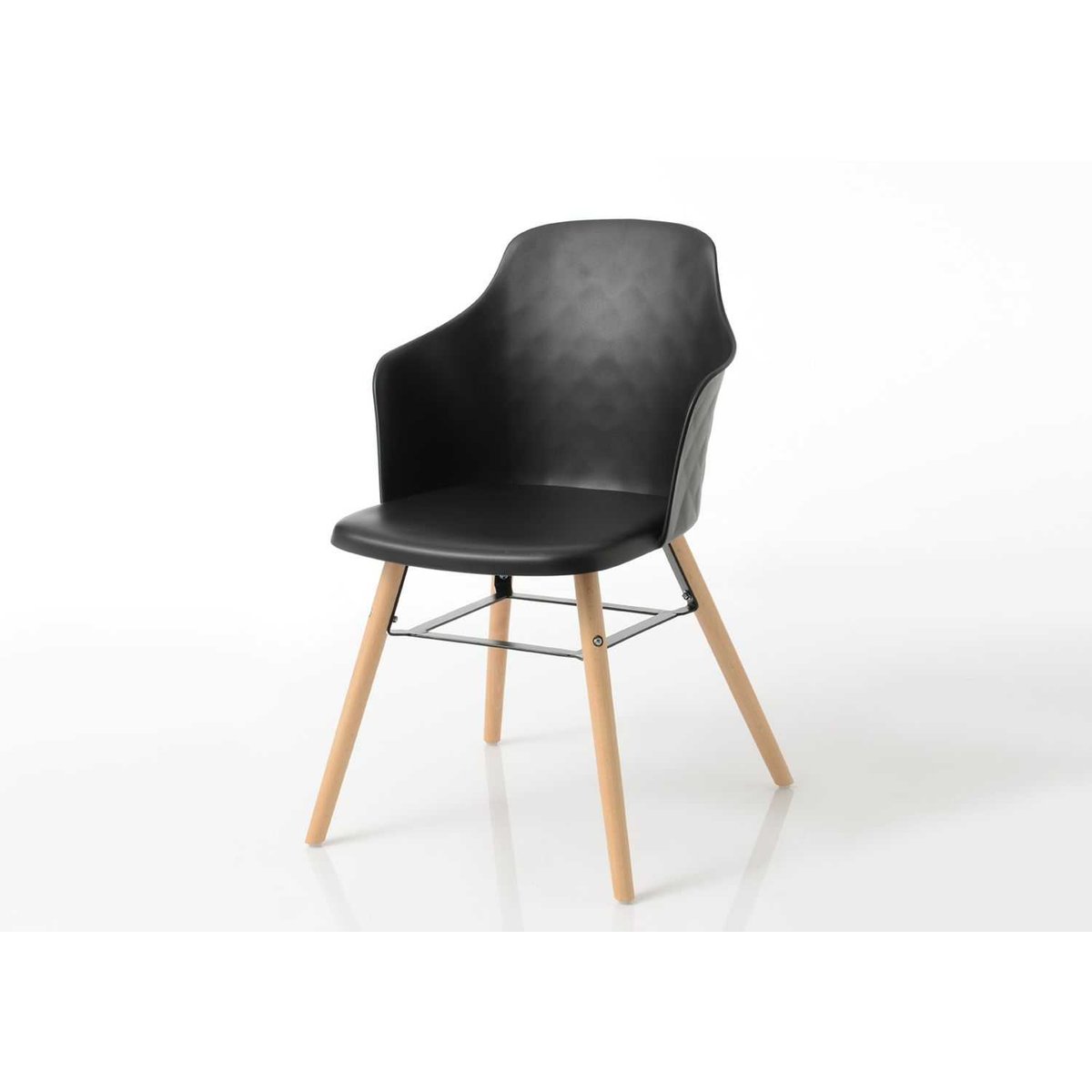 Lot de 2 chaises design en polypropylène avec pieds en bois NIELS noir, TOILINUX
