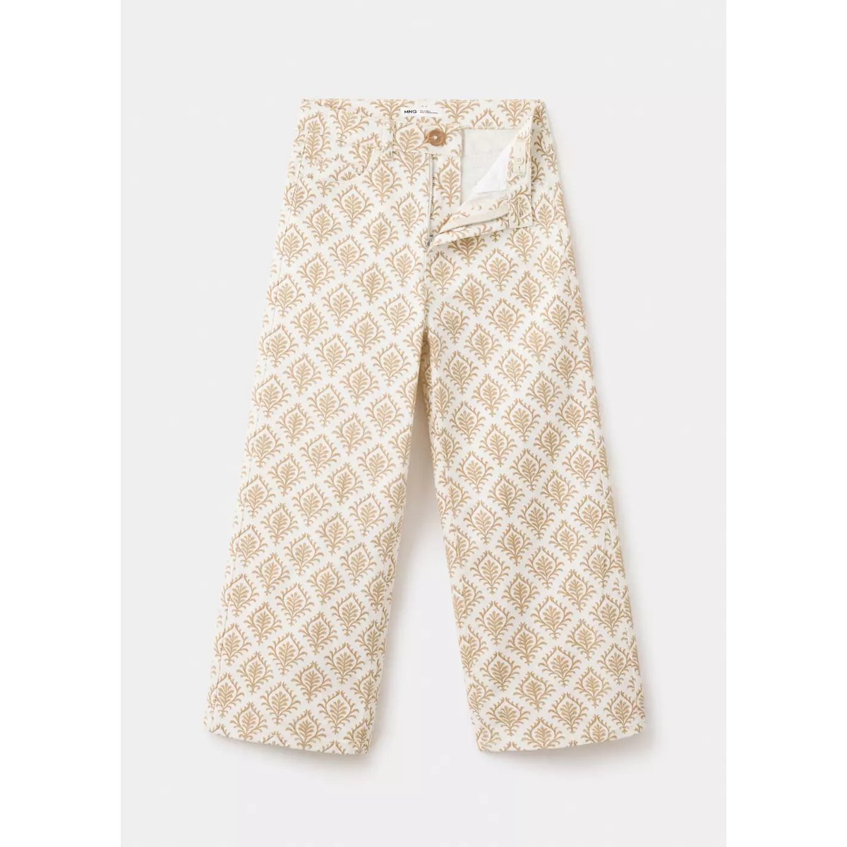 Jean wideleg imprimé fleuri moutarde, MANGO KIDS