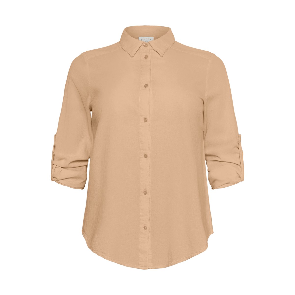 Long sleeved shirt beige classic sand, KAFFE CURVE