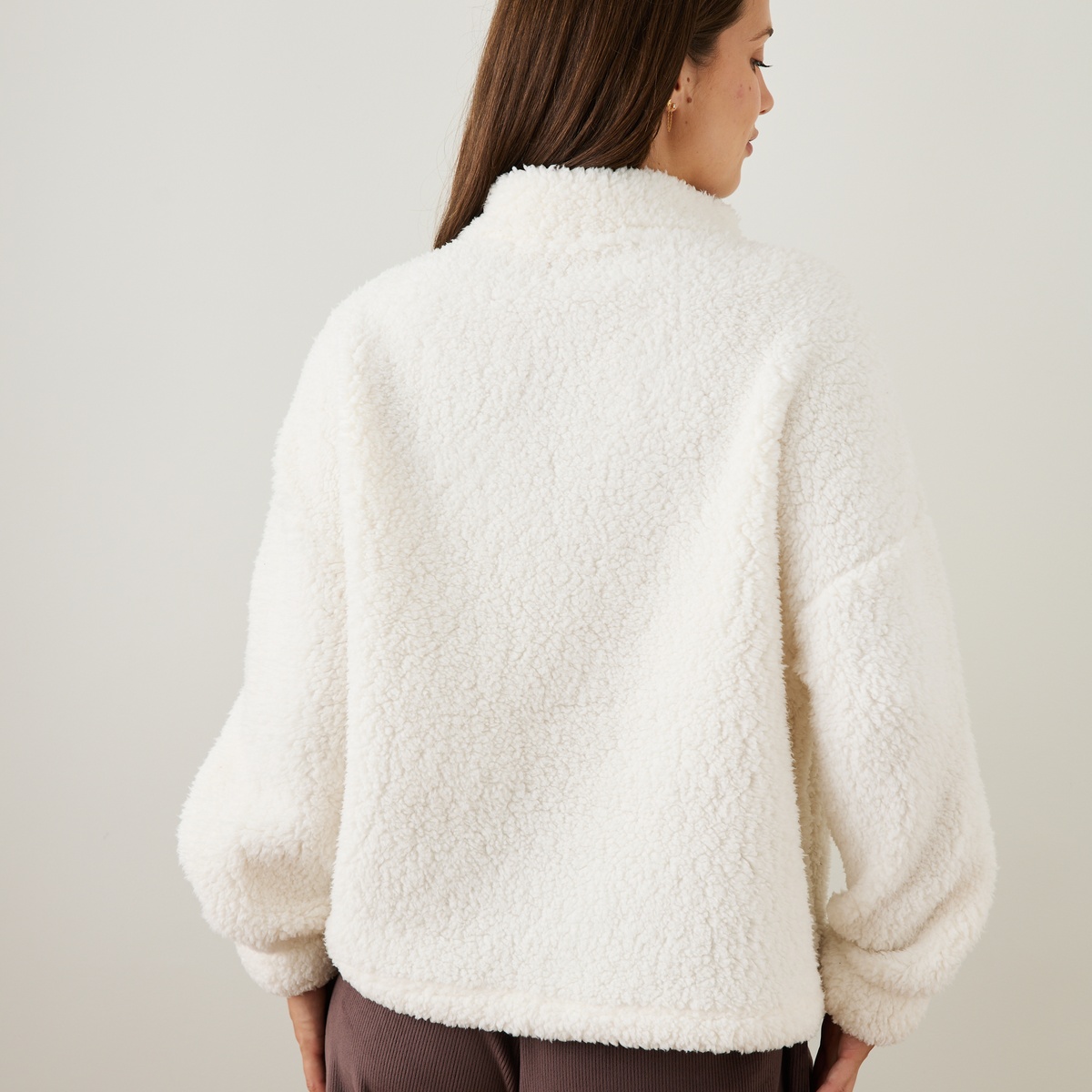 Sweat-shirt en sherpa Sacha blanc, VARIANCE