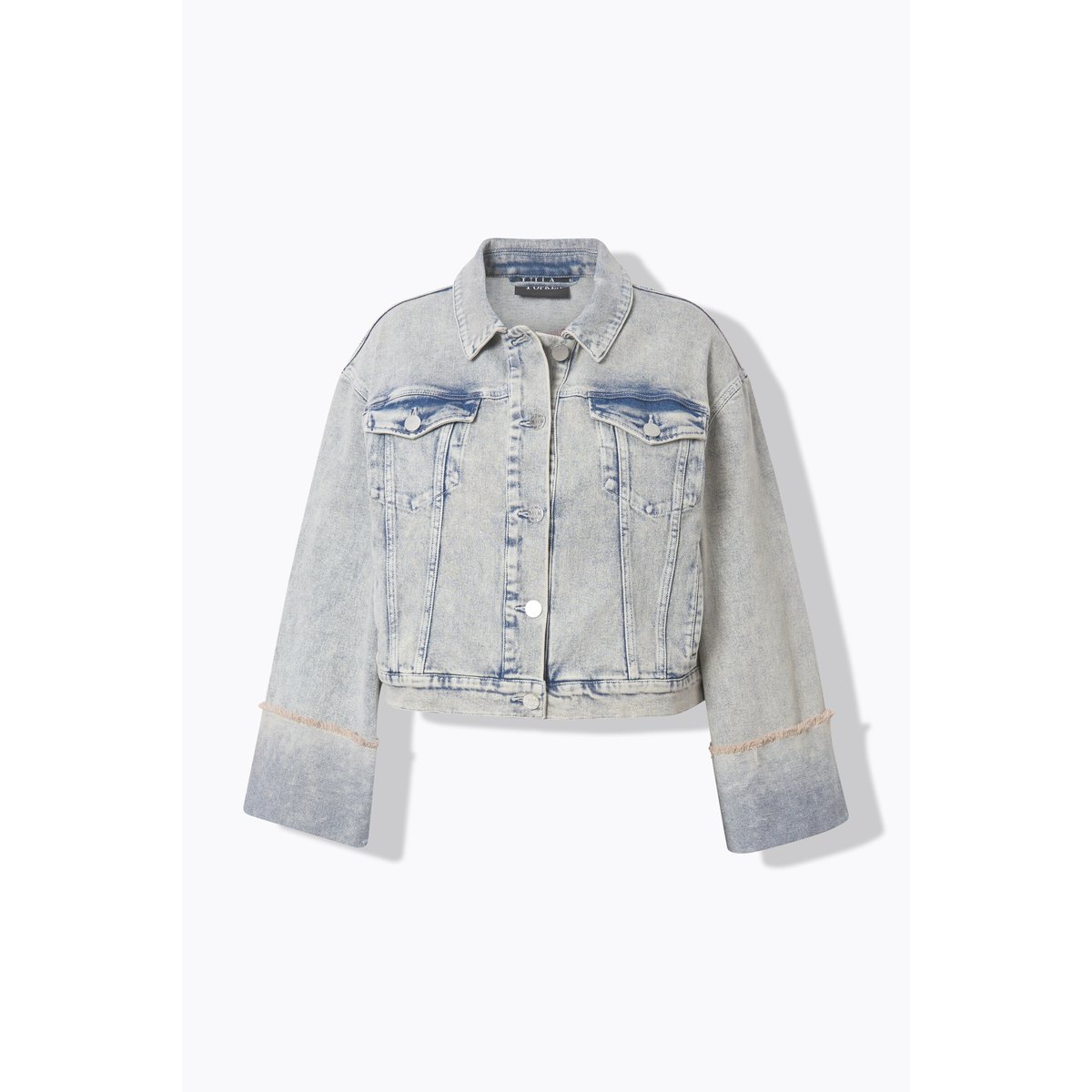 Veste en jean stretch. Col chemise bleu jean mat, ULLA POPKEN