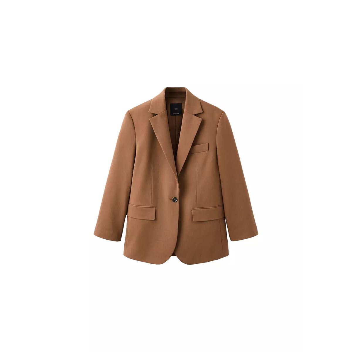 Blazer de costume droit avec poches à rabat caramel, MANGO