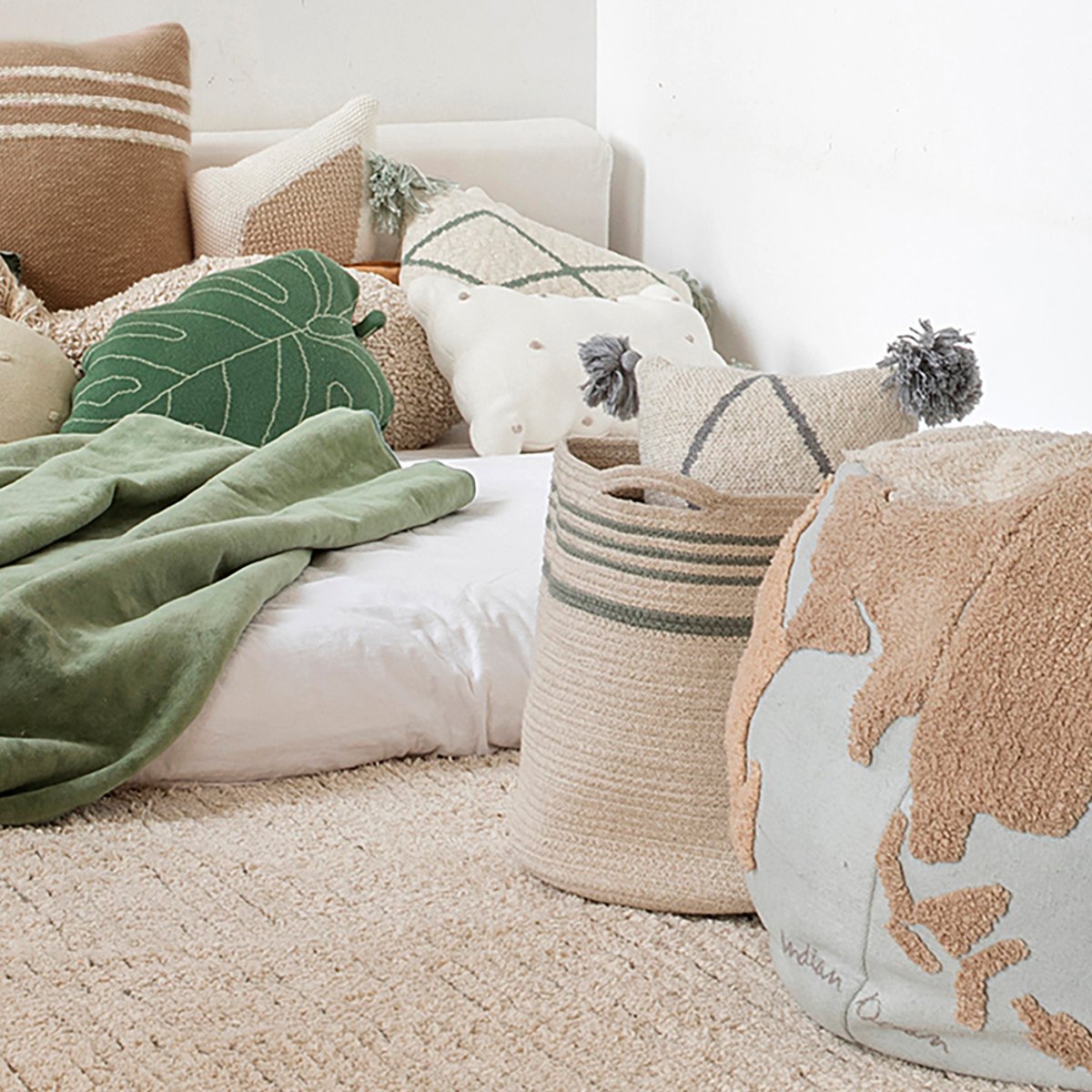 Panier Twin REVERSIBLE beige bleu, LORENA CANALS