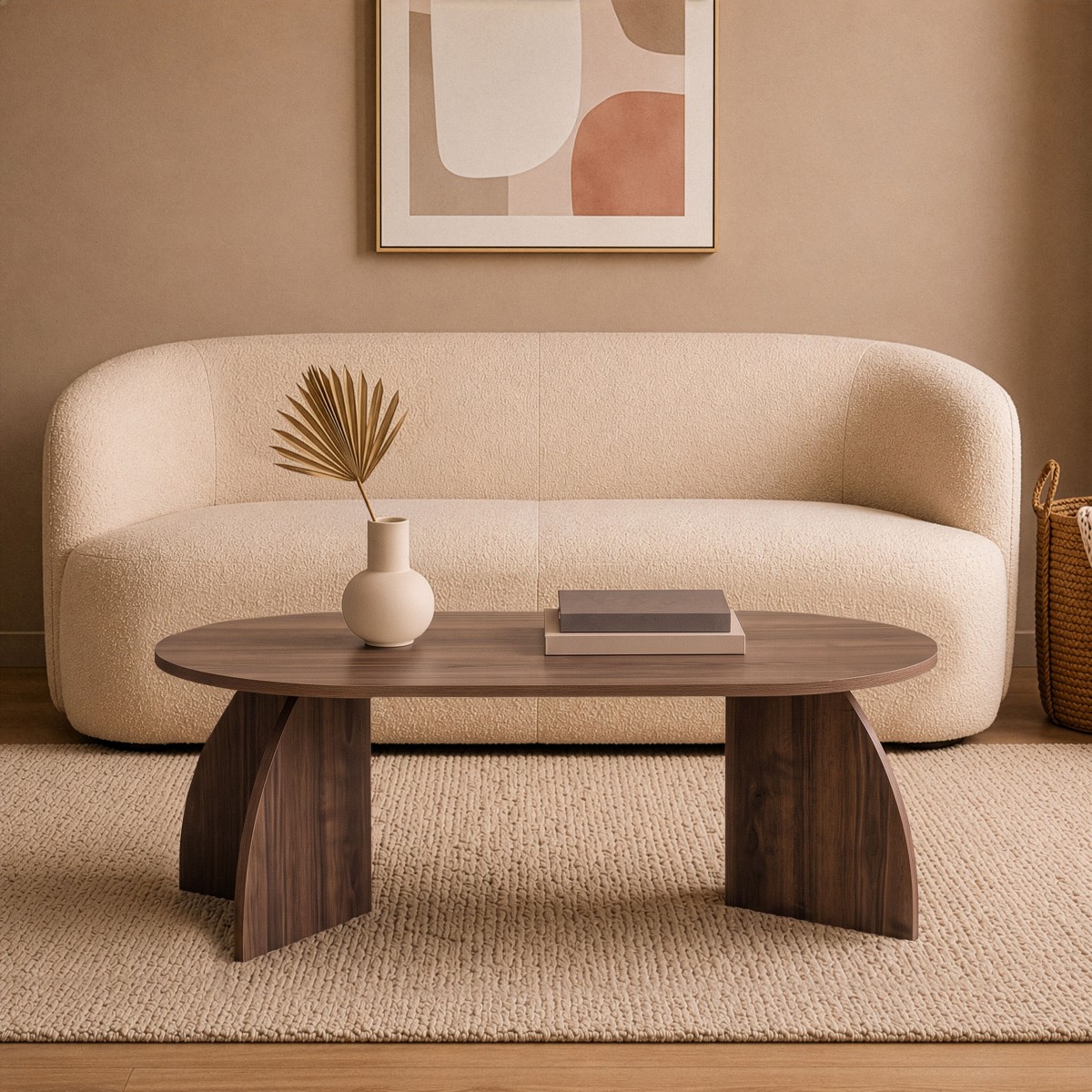 Table basse avec pieds courbés SÉLÈNE noyer, CALICOSY