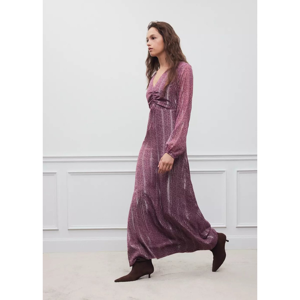 Robe imprimé à fleurs en fil textile rose, MANGO TEEN