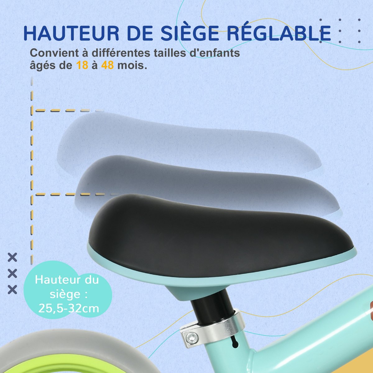 Vélo d'équilibre pour enfants Acier Vert vert, turquoise, gris, noir, AIYAPLAY