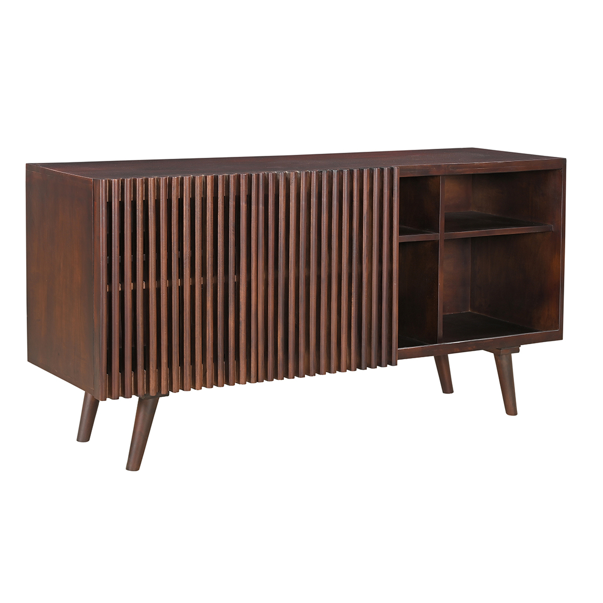 Buffet scandinave en bois 2 portes coulissantes L140 cm ALBA noyer, MILIBOO