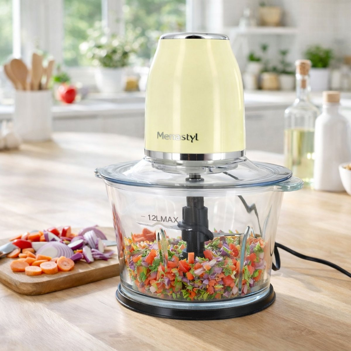 Hachoir électrique 1,2L - 500W, RETRO crème, MENASTYL