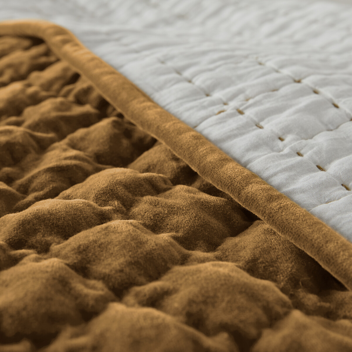 Edredon matelassé velours coton, Paulette bronze, LA REDOUTE INTERIEURS