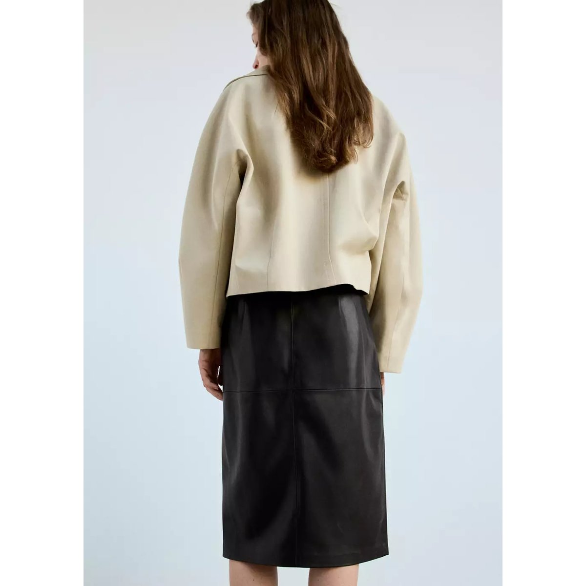 Jupe droite similicuir noir, MANGO