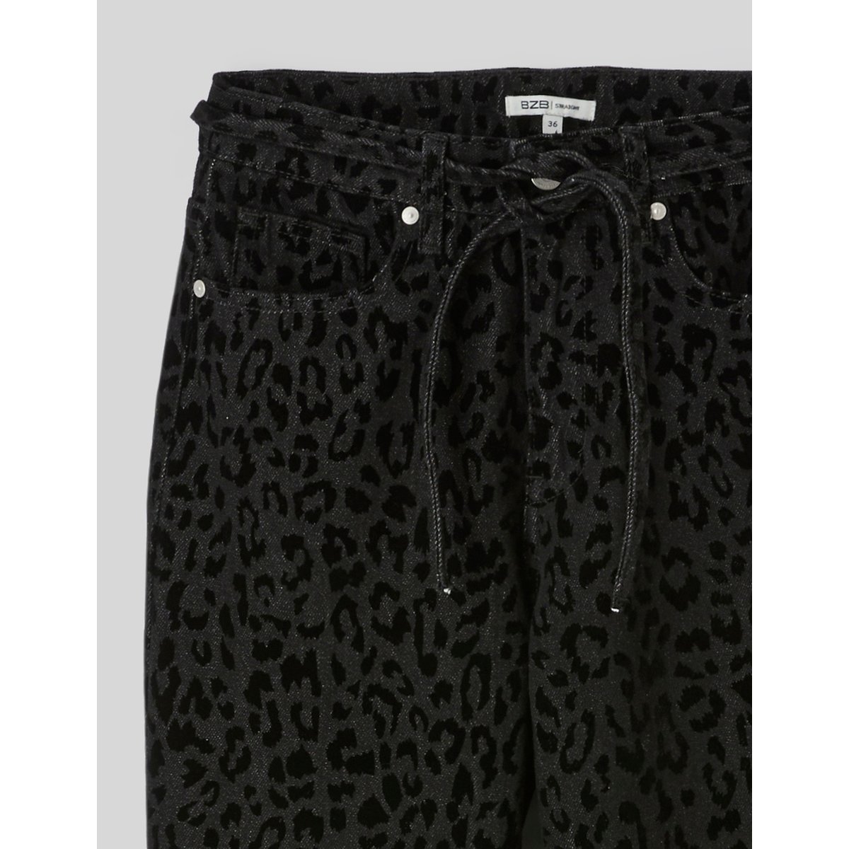 Pantalon imprimé coupe droite noir, BZB